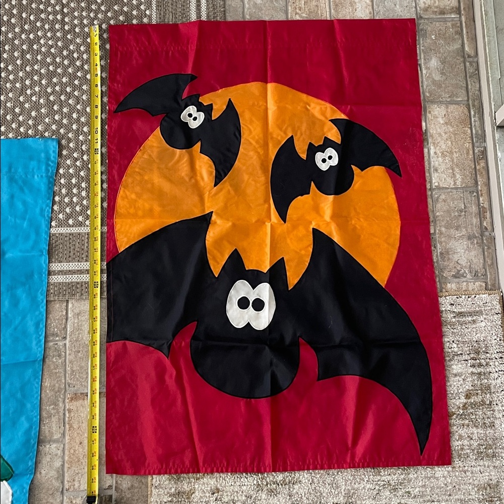 Halloween Bat Flag with Orange Moon